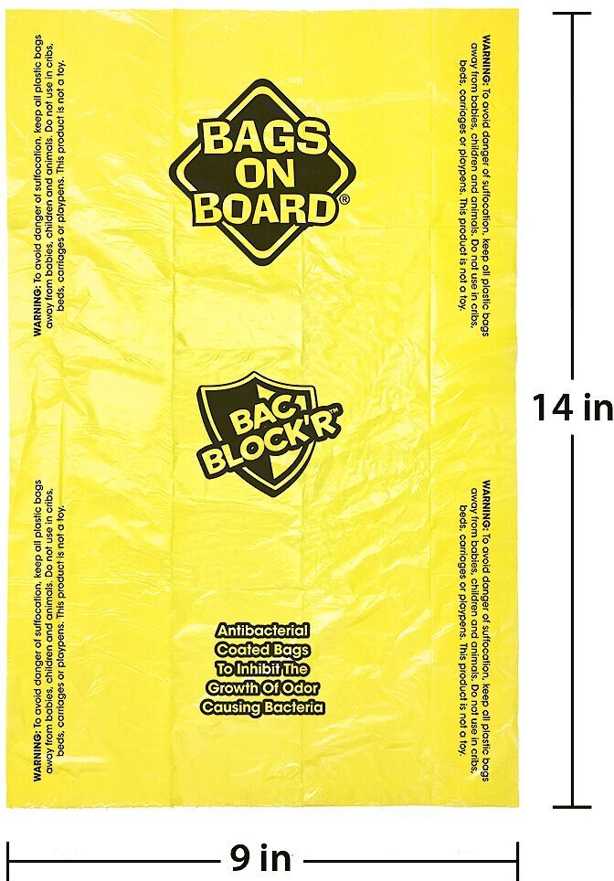 Bags on Board Bac Block'r Antibacterial Coated Dog Poop Bags and Dispenser