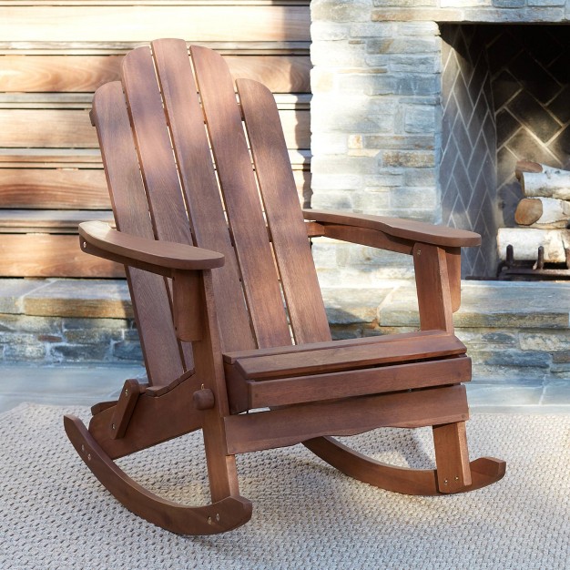 Teal Island Designs Chandler Dark Natural Adirondack Rocking Chair