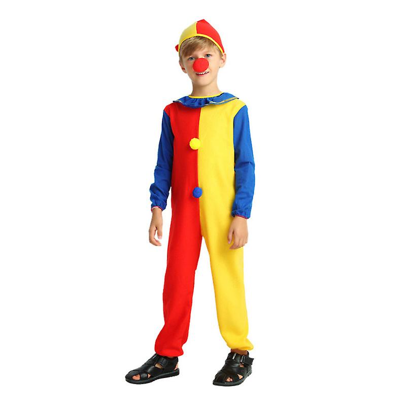 Kids Funny Clown Costume Suit Long Sleeve Costumes For Cosplay Halloween Masquerade Performance (l)