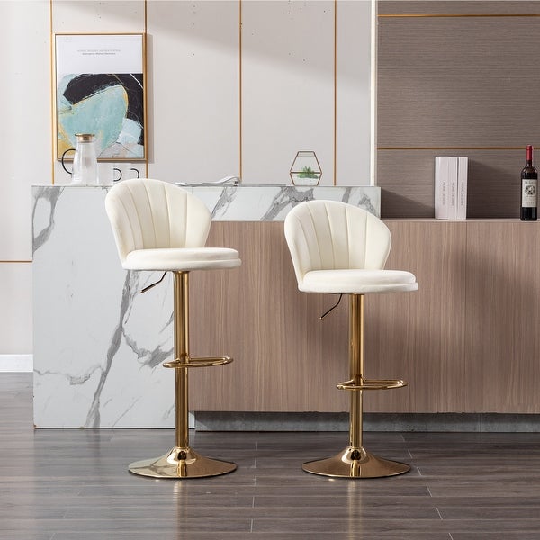 Modern Bar Stools，with Chrome Footrest and Base 2pcs