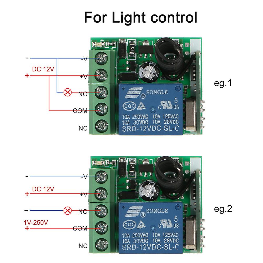 Dark Green Ab-2 Smart Home 433mhz Dc 12v 1ch Wireless Remote Switch Relay Receiver Transmitter Universal Remote Control Switch Module And Rf Transmitt