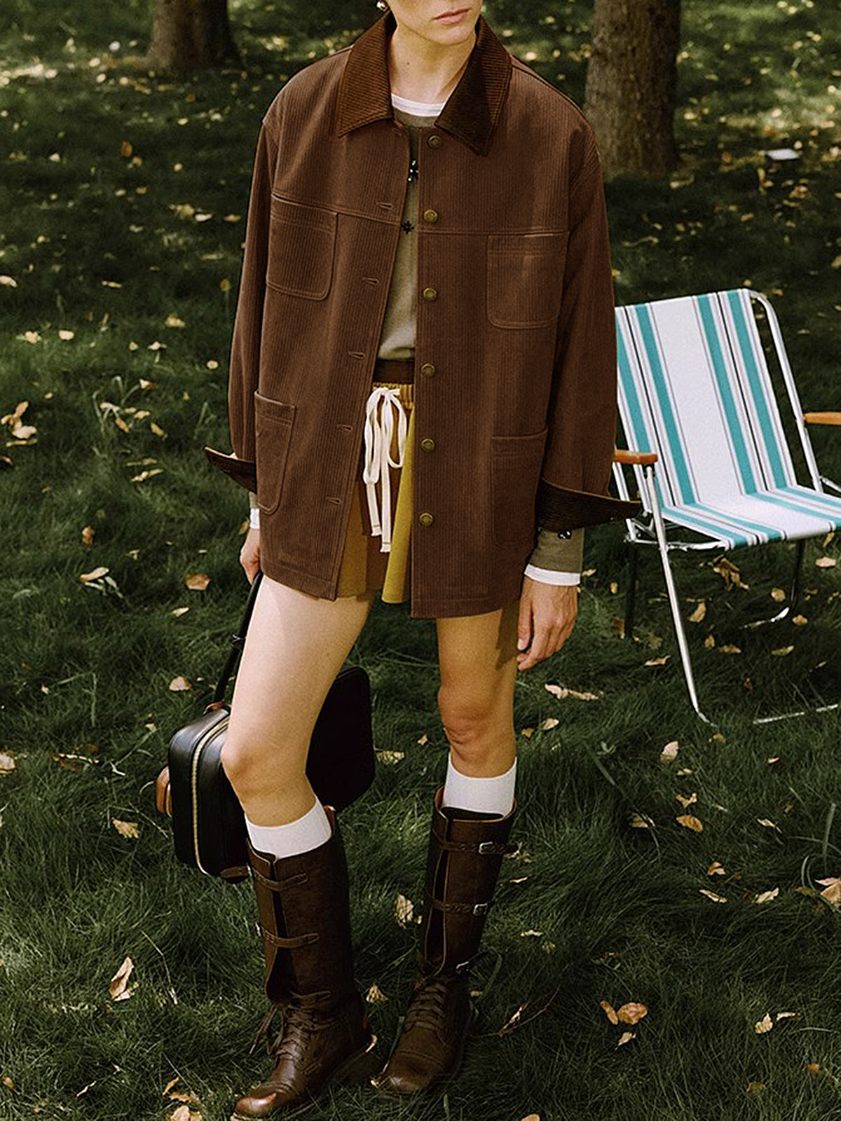 Vintage Corduroy Cargo Polo Jacket