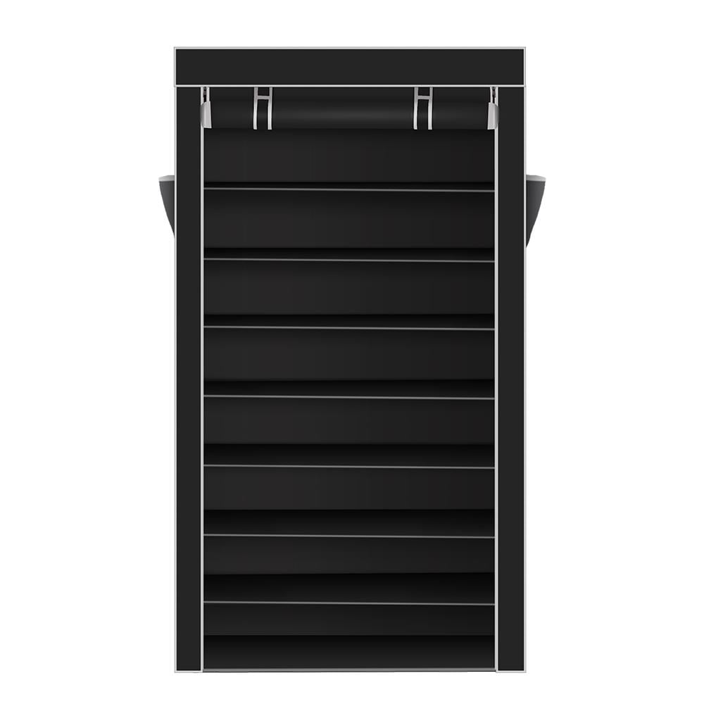 Ktaxon 10 Tiers Shoe Rack Shoe Shelf with Dustproof Cover Closet 36-45 Pairs Shoes Storage Organizer Space Saving， Black