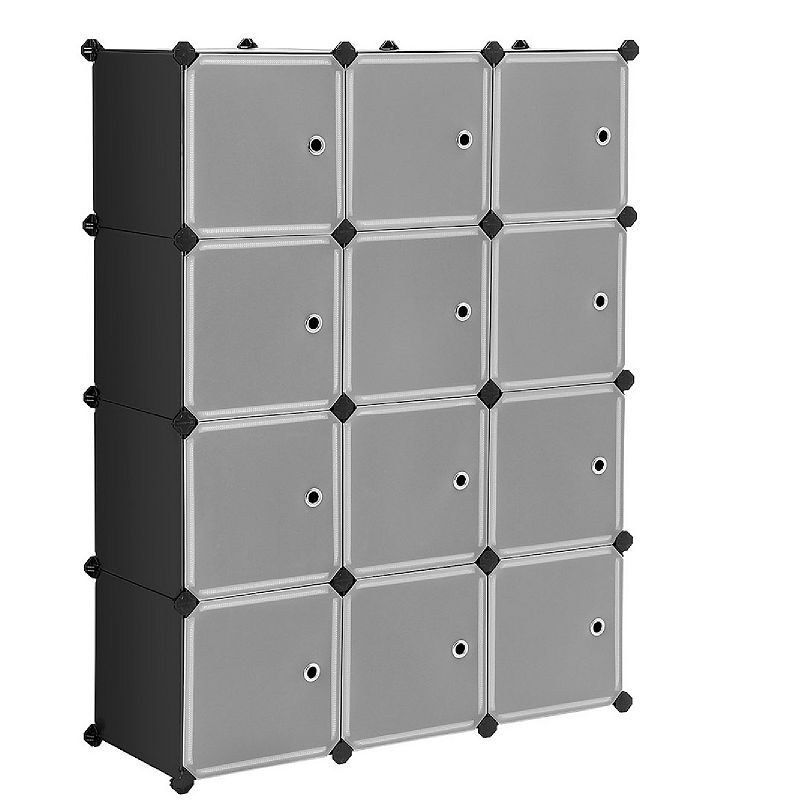 12-cube Storage Organizer， Interlocking Plastic Cubes With Divider Design