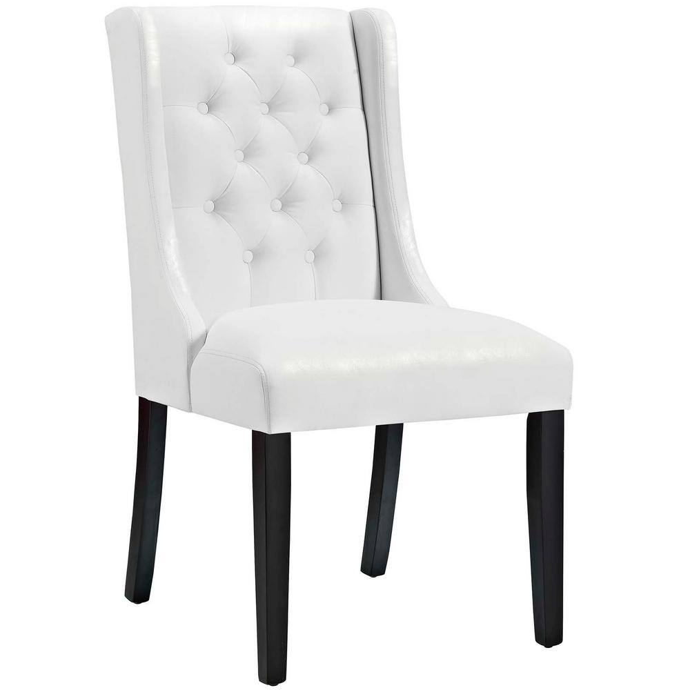 MODWAY Baronet Vinyl Dining Chair in White EEI-3923-WHI