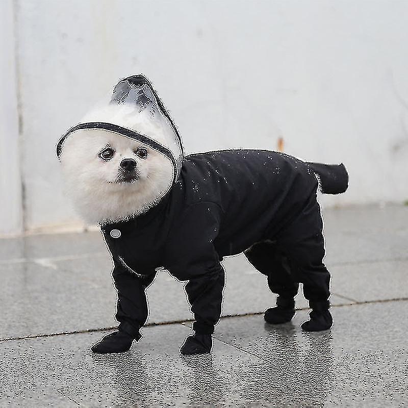 Pet Cat Dog Costume Hooded Raincoat Clothes Rain Boot Jumpsuit Outfit