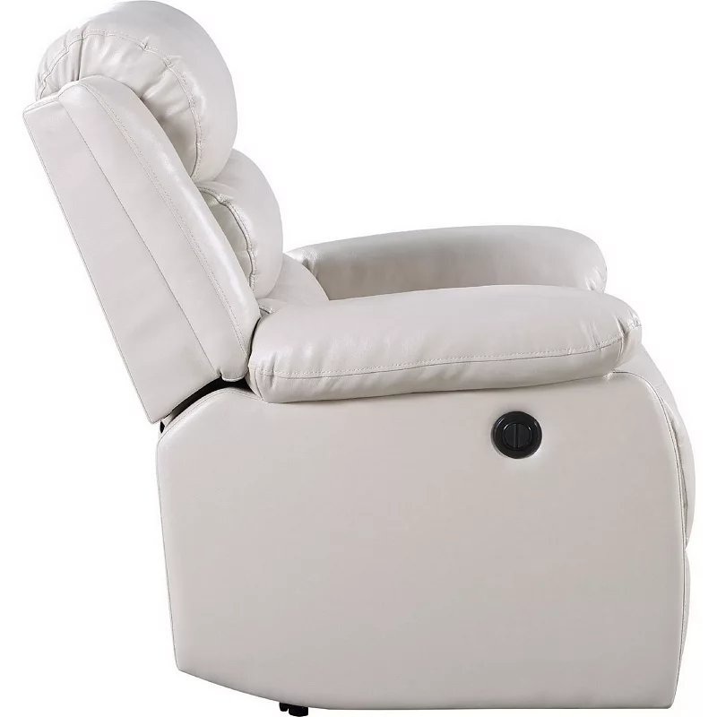 Power Recliner Chair with Split Back and Pillow Top， Cream