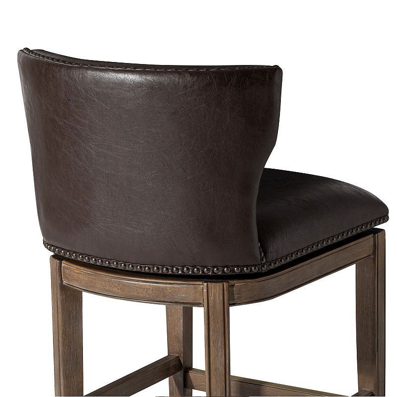 Maven Lane Hugo Counter Stool In Walnut Finish W/ Marksman Saddle Vegan Leather