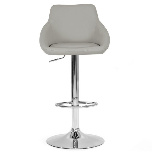 Set of 2 Alani Ashy Grey Adjustable Height Swivel Barstool in Faux Leather