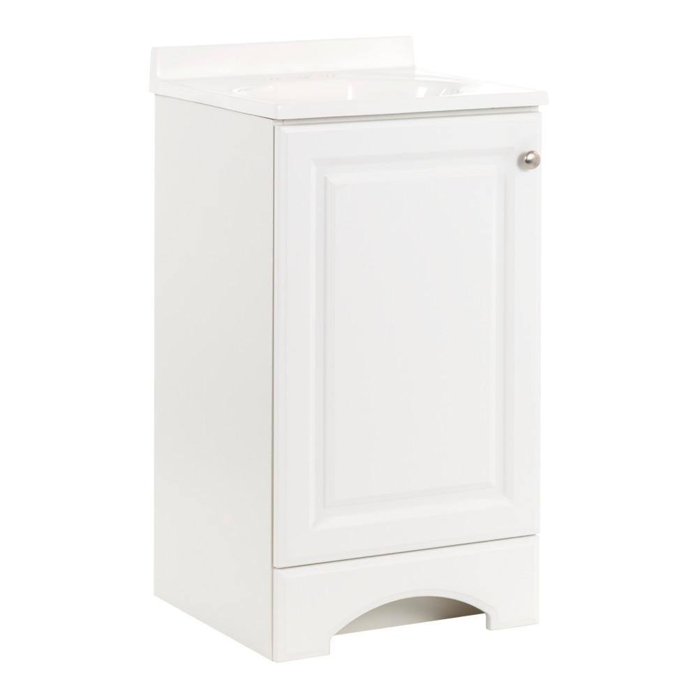 Glacier Bay 18.5 in. W x 18 in. D x 33.6 in. H Freestanding Bath Vanity in White with White Cultured Marble Top GB18P2-WH