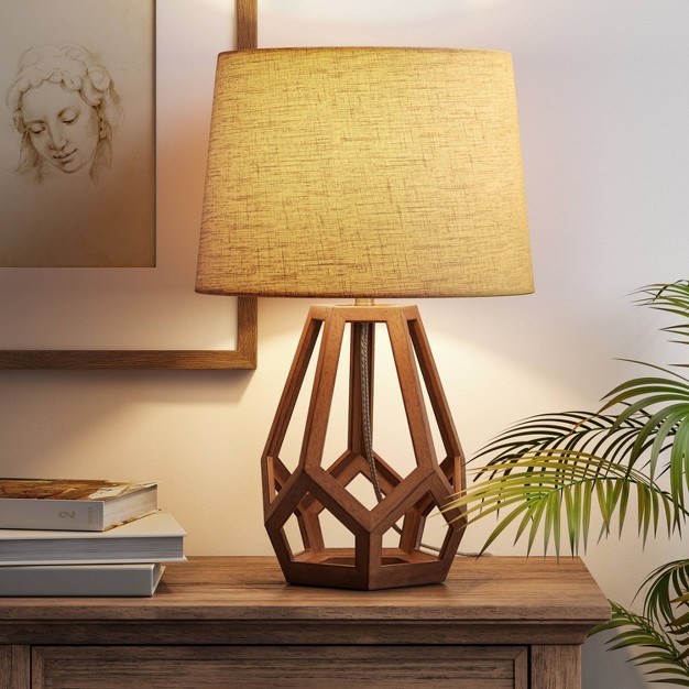 Large Wood Geo Assembled Table Lamp