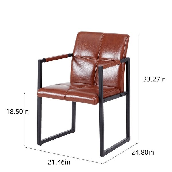 Set of 2 European Style Dining Chair PU Leather Accent Chair， Metal Arm Chair， Living Room Decor Furniture， for Dining Room