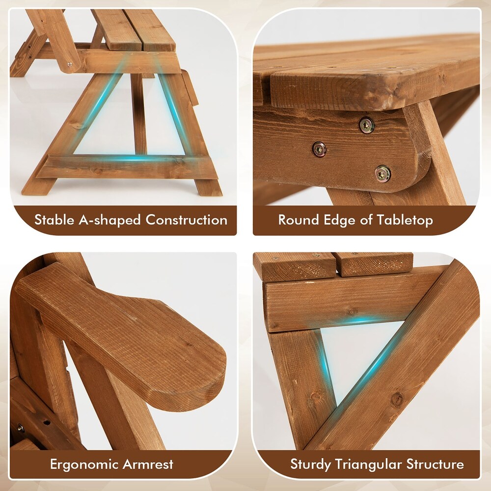 Costway 2 in 1 Transforming Interchangeable Wooden Picnic Table Bench   See Details