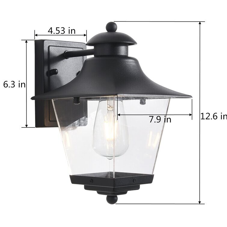 Maxax Black/Sand Black 12.6'' H Outdoor Wall Lantern (Set of 2)   12.6*9.65*7.87