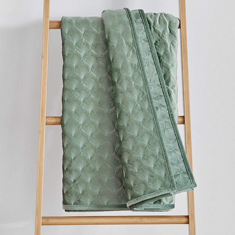 Levtex Home Birch Hill Merano Velvet Sea Spray Quilted Throw