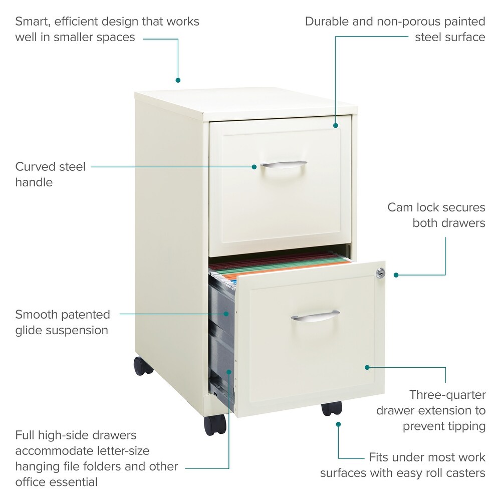 Space Solutions Pearl White 2 drawer Mobile File Cabinet