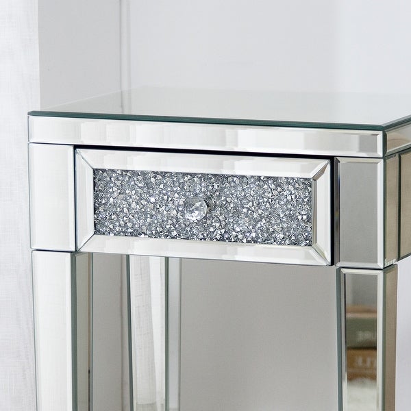 23.2'' Tall Mirrored Accent Table with 1 Drawer