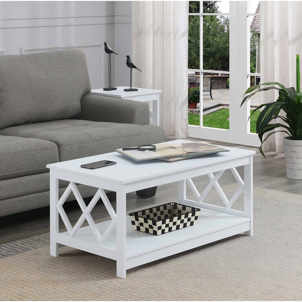 Convenience Concepts Diamond Coffee Table with Shelf