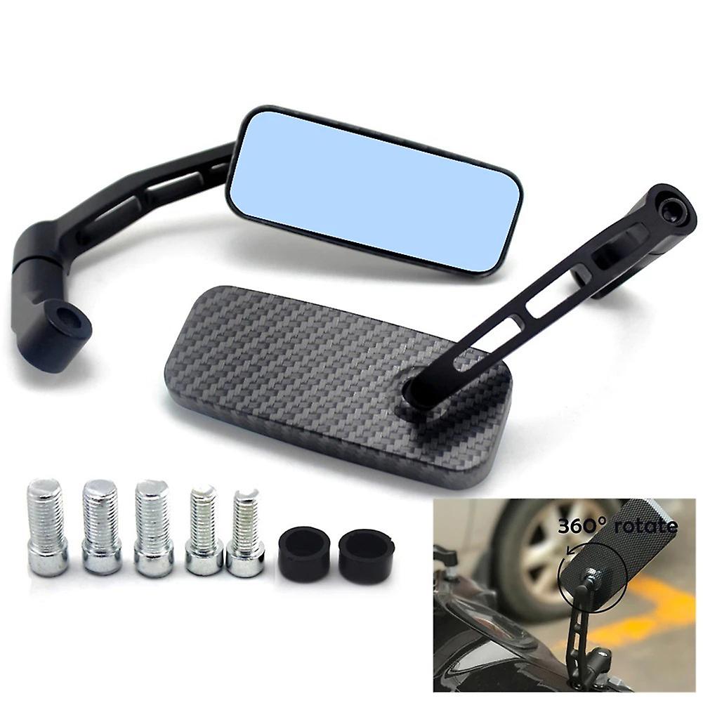 2 Pieces Universal Motorcycle Rear View Mirror Square Bent Rod Anti-glare Retrofit Accessories For 8mm 10mm Motorcycle Off-road Vehicle Carbon Fiber