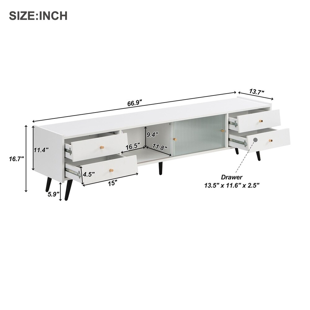 ON TREND Entertainment Units TV Stand with Silver Metal Legs for TV Up to 70\