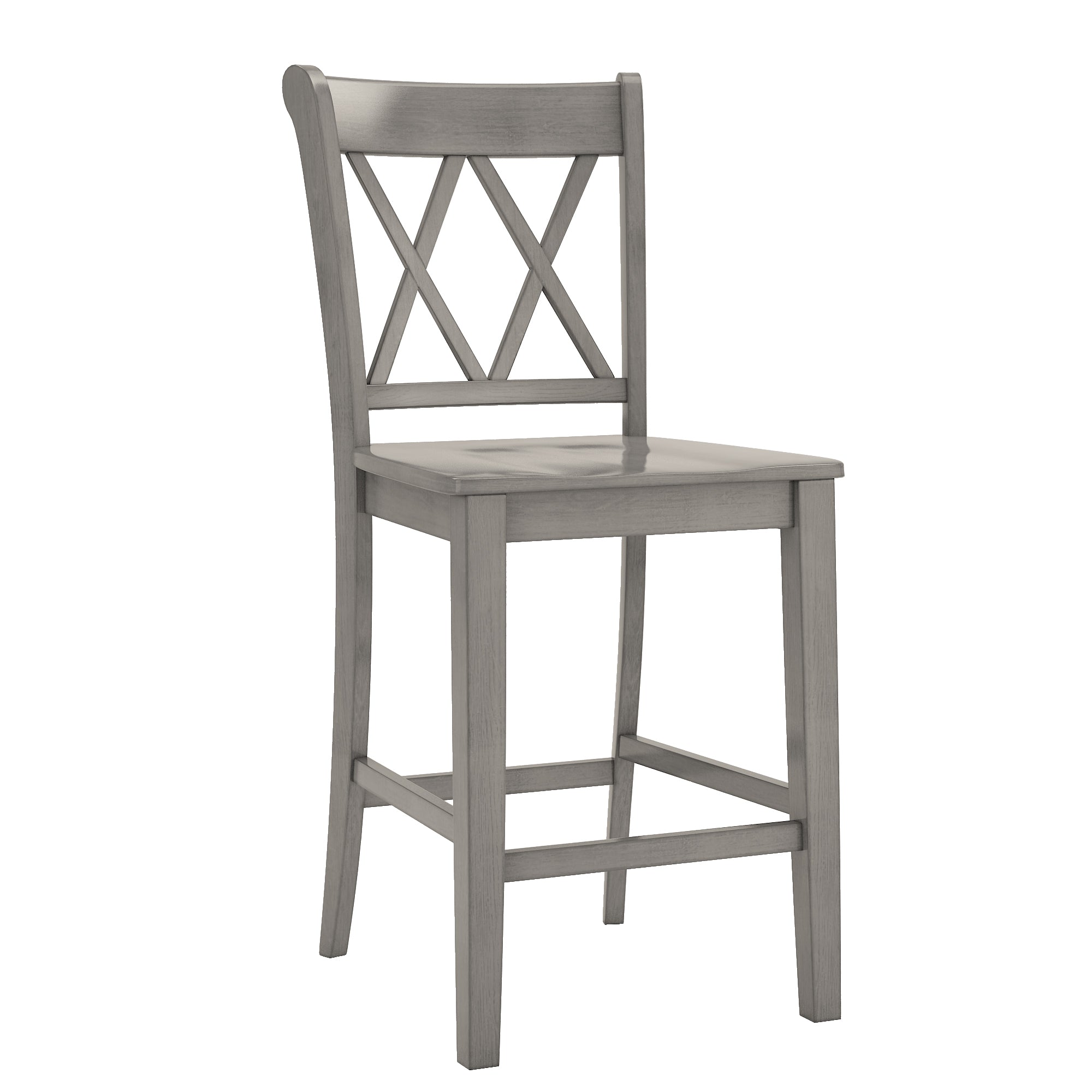 Weston Home Farmhouse Vintage Double X Solid Wood Counter Height Chair， Set of 2， Antique Grey