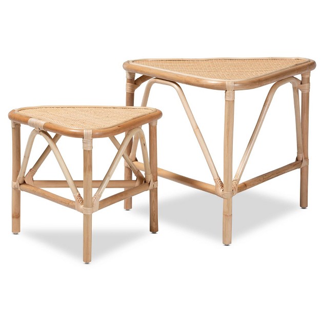 2pc Jayden End Table Set Natural brown Bali amp Pari