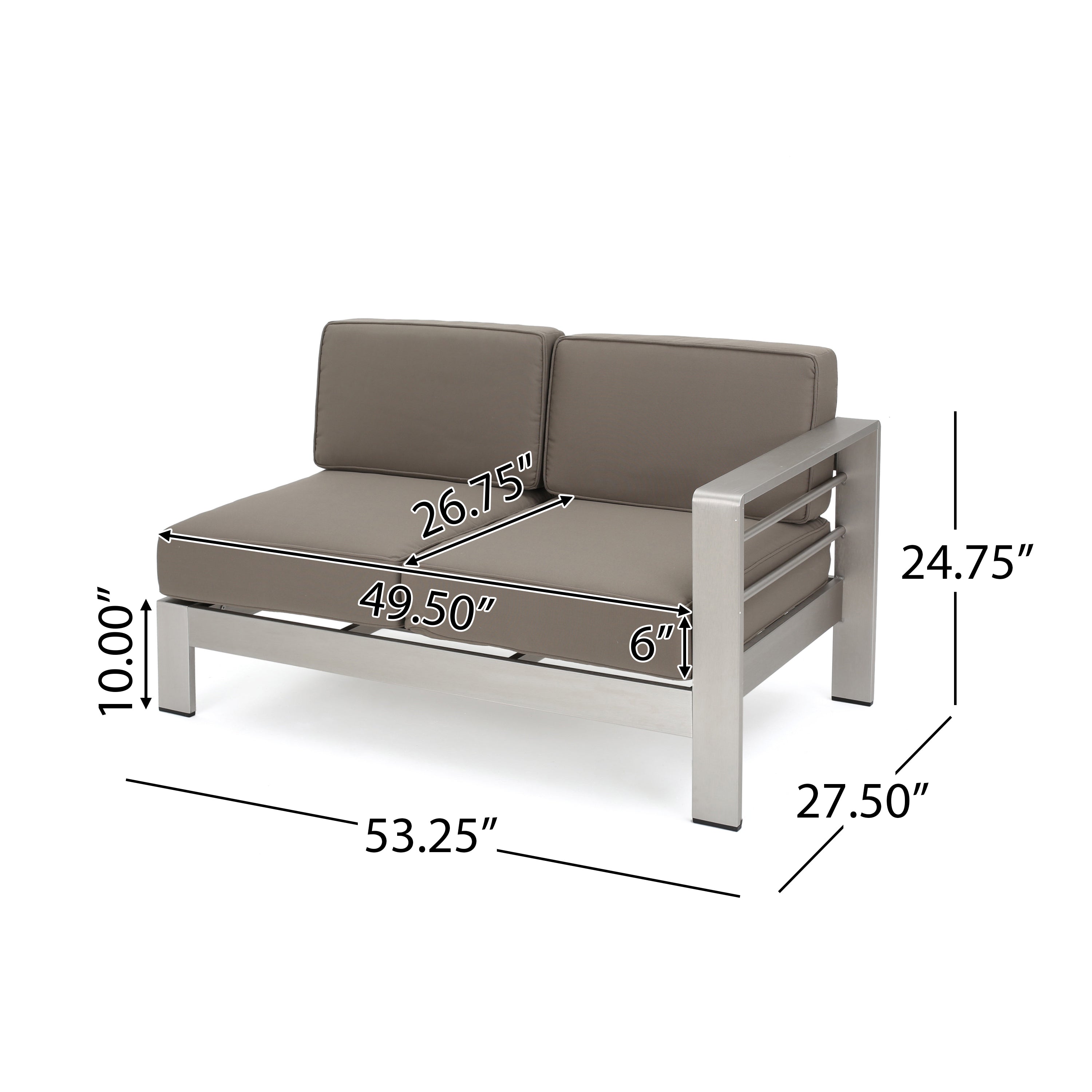 Cherie 5-Piece Outdoor Modern Aluminum Sectional Sofa Set