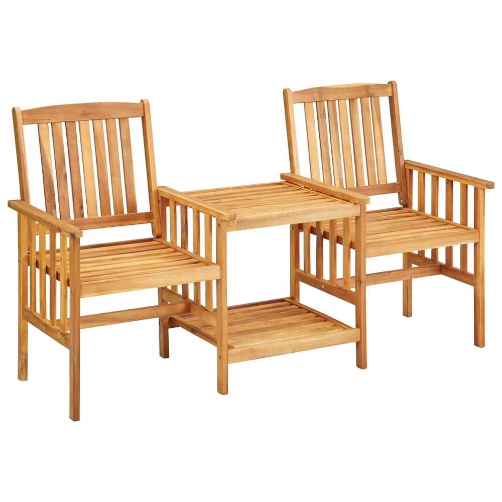 vidaXL Patio Bistro Set Table and Chairs Conversation Set Solid Acacia Wood   62.6\