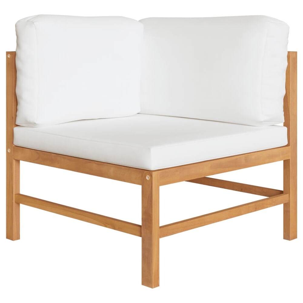 vidaXL 5 Piece Patio Lounge Set with Cream Cushions Solid Teak Wood   25\