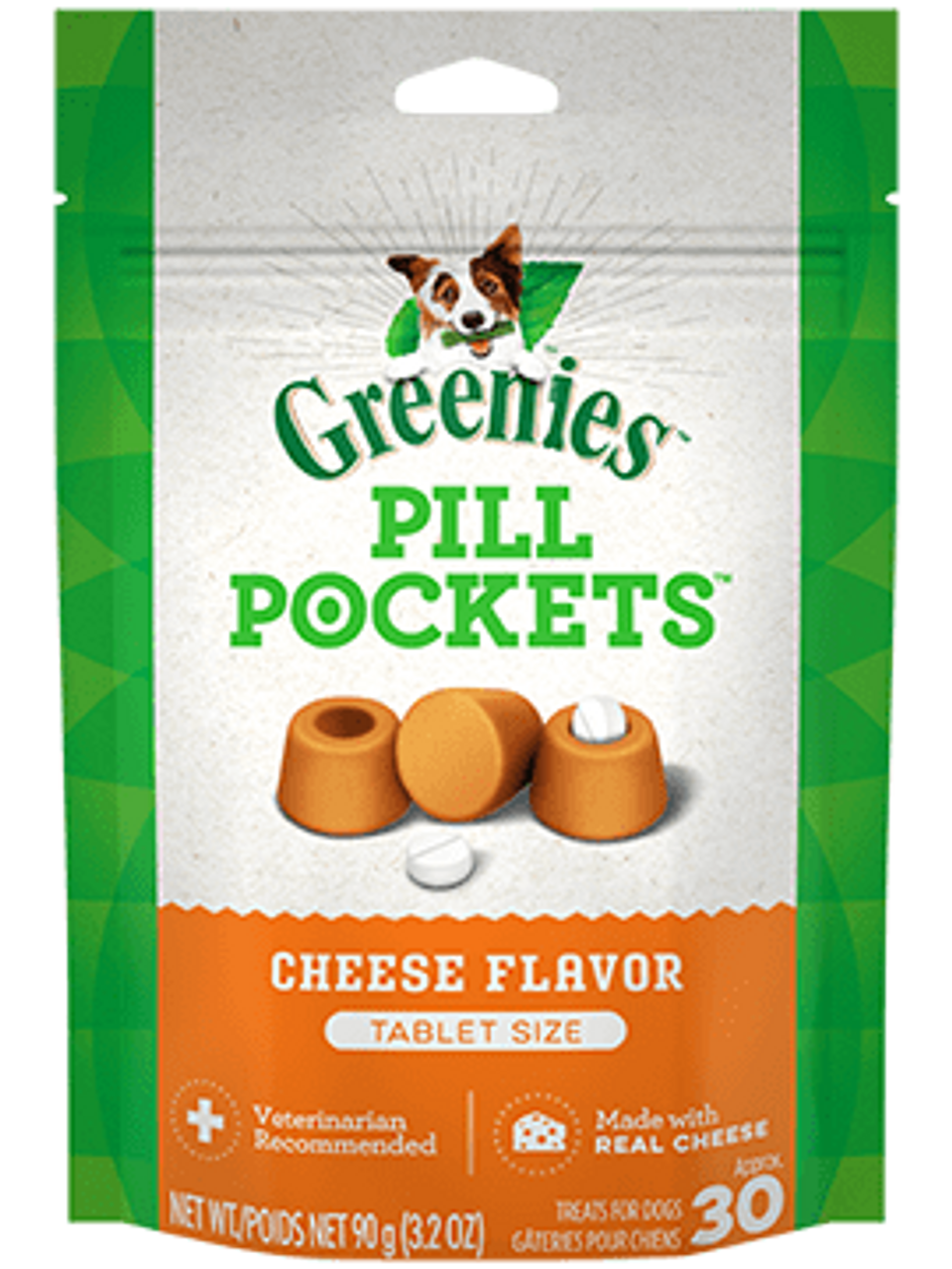 Greenies Pill Pockets Cheese Flavor Tablet Dog Treats， 30 Count