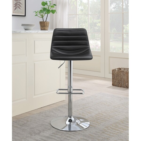 OS Home and Office Furniture Araceli Adjustable Stool 2-Pack in Black Faux Leather