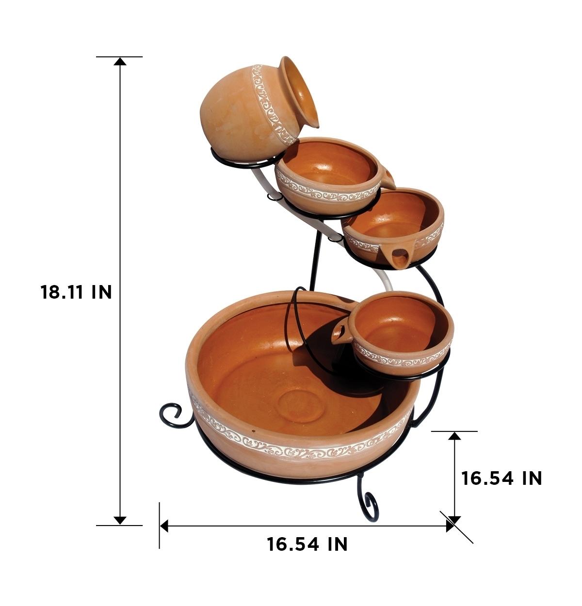 KoolScapes Solar-Powered 5-Tier Cascading Fountain- Finish， Brown