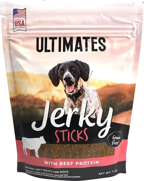 Ultimates Beef Flavored Dog Jerky， 7-oz bag