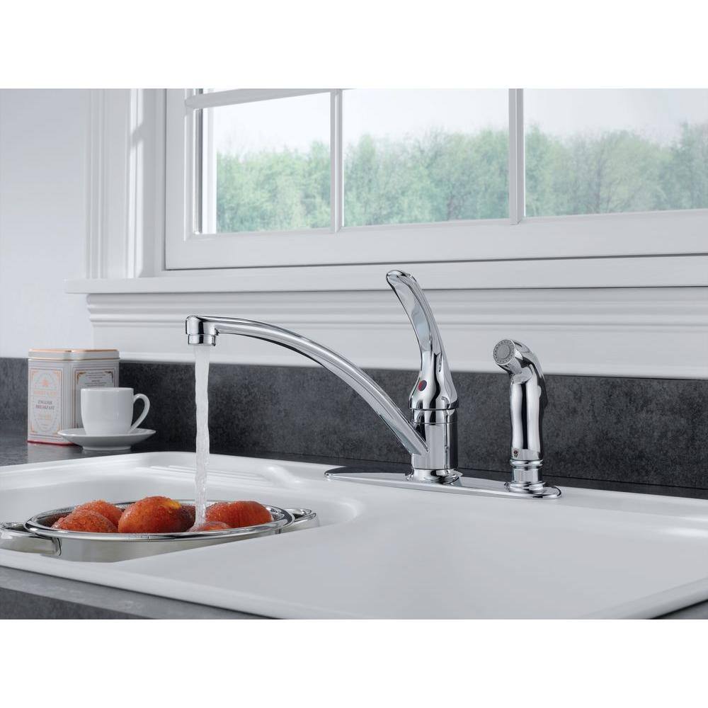 Delta Foundations Single-Handle Standard Kitchen Faucet with Side Sprayer in Chrome B3310LF