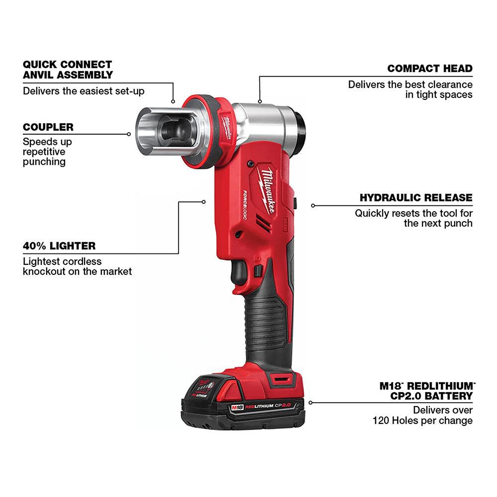 Milwaukee M18 FORCE LOGIC 6T Knockout Tool 1/2 in. 4 in. 2677-23 from Milwaukee