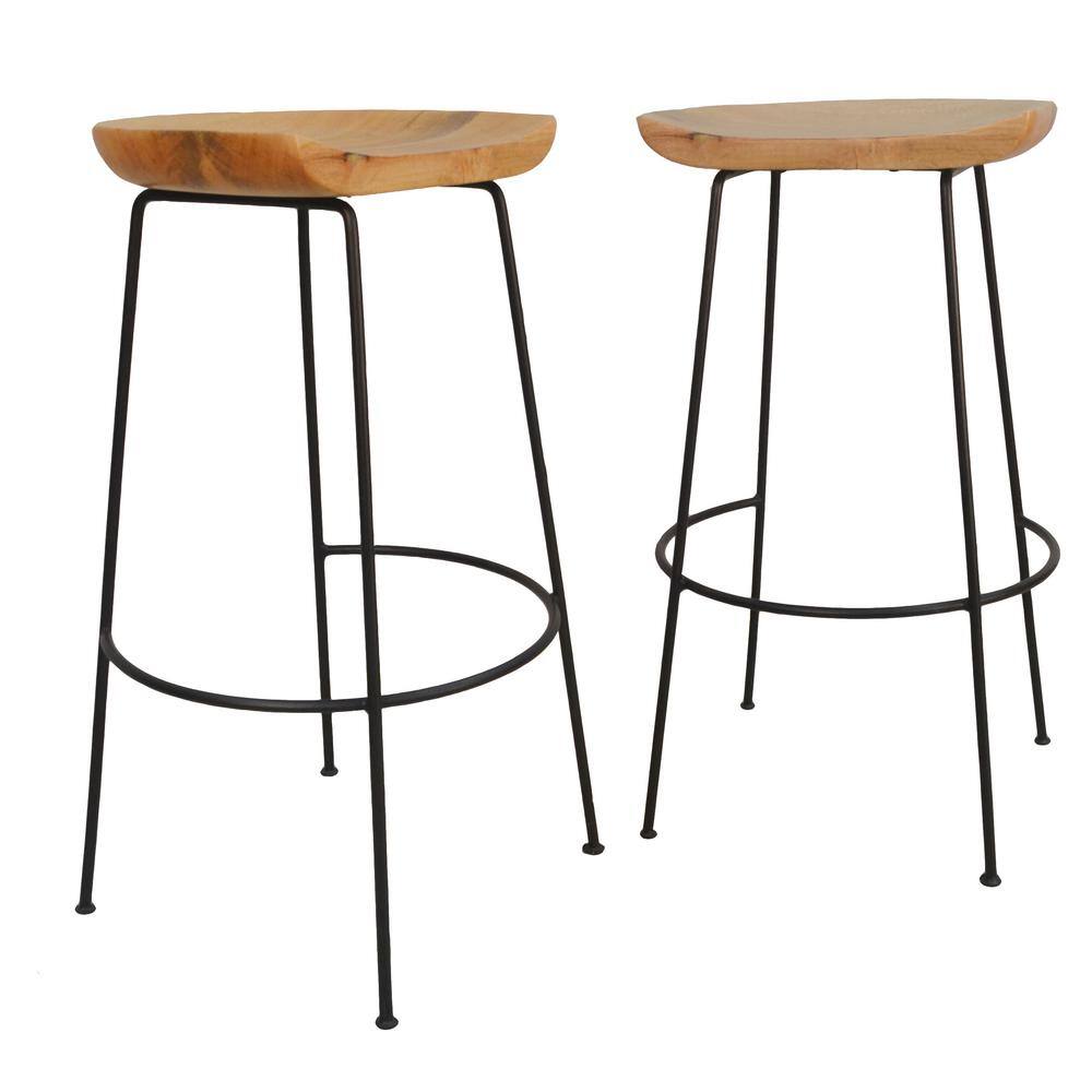 Carolina Cottage Diya 30.5 in. Natural Stationary Stool (Set of 2) CF2430NMNGTBK