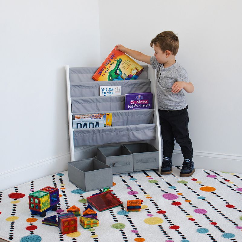 Humble Crew Kids Bookshelf and Fabric-Bin Organizer