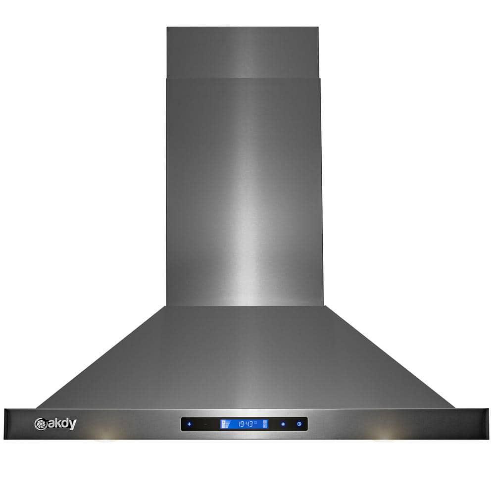 AKDY 30 in 343 CFM Convertible Kitchen Island Mount Range Hood in Black Stainless Steel Touch Control