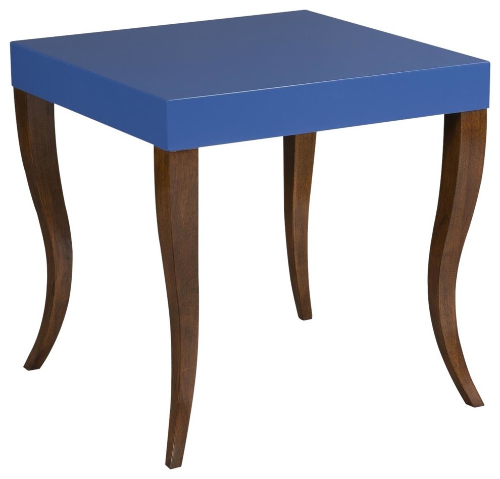 Side Table Woodbridge Tobi Fairley Blue Lacquer Hardwood Square   Side Tables And End Tables   by EuroLuxHome  Houzz