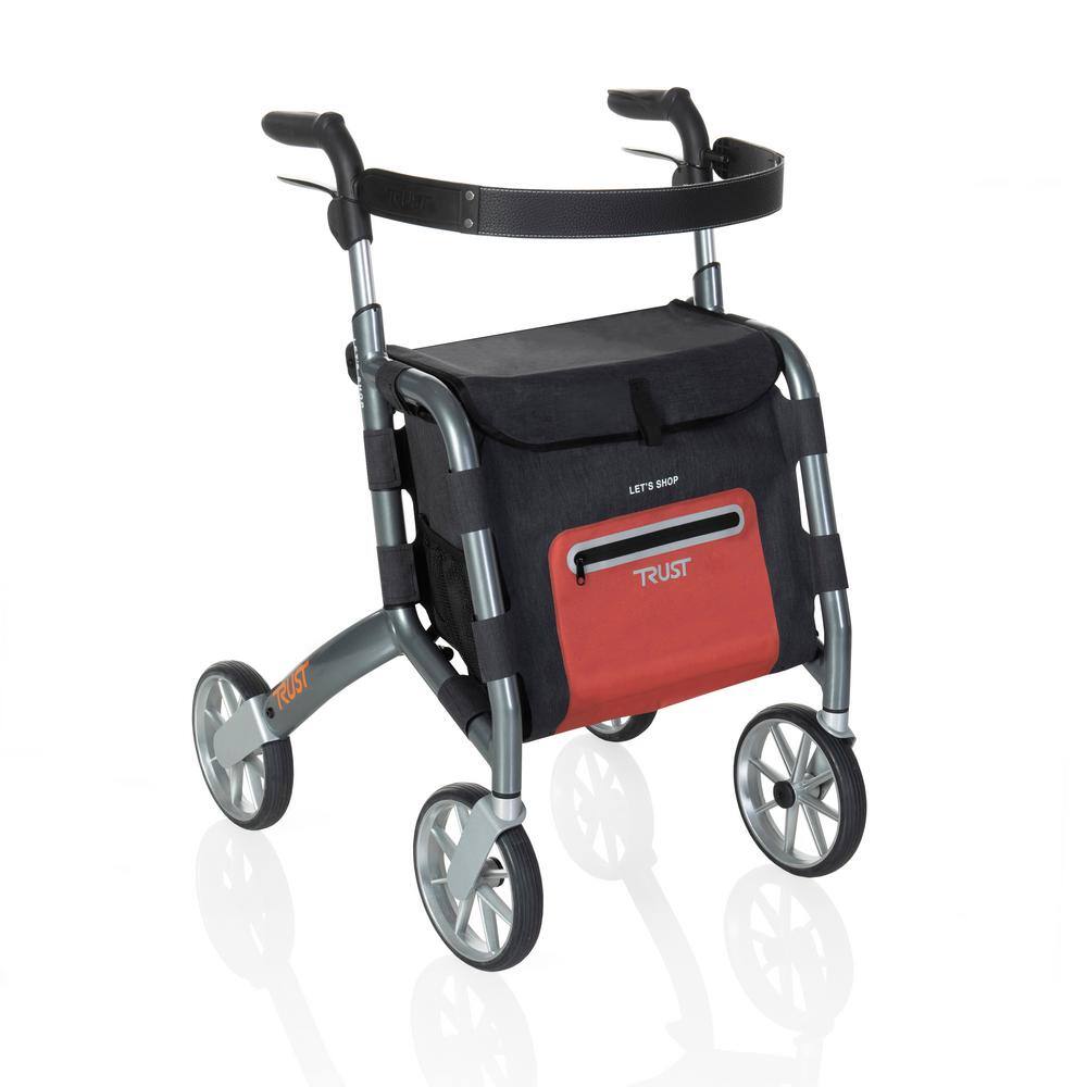 Stander Trust Care Let's Shop 4-Wheel Folding Rollator with Storage Bag and Seat in Gray 4900-GR