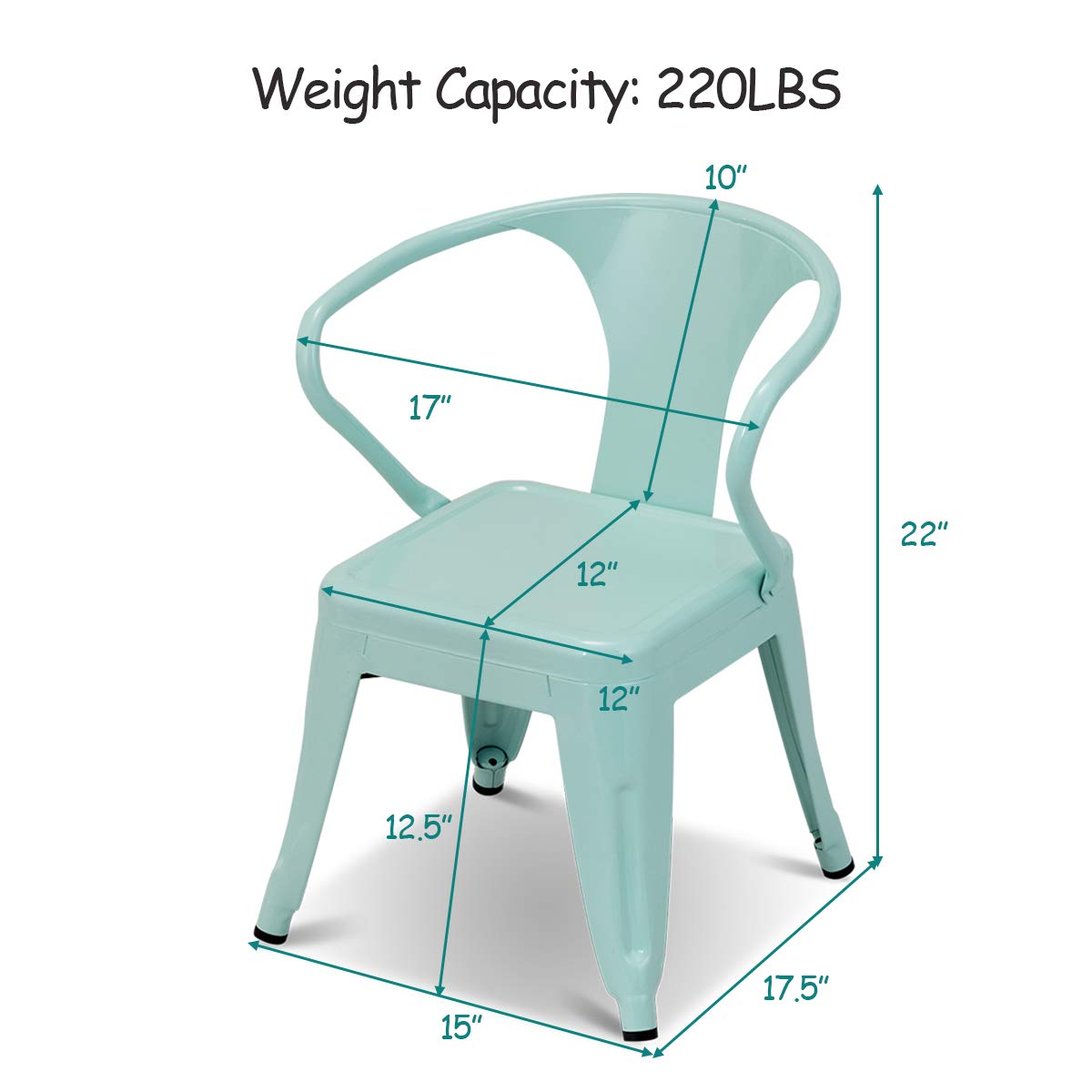 Costzon Set of 2 Kids Steel Chair w/Backrest Industrial Activity Chair (Mint Green, 2 Chairs)