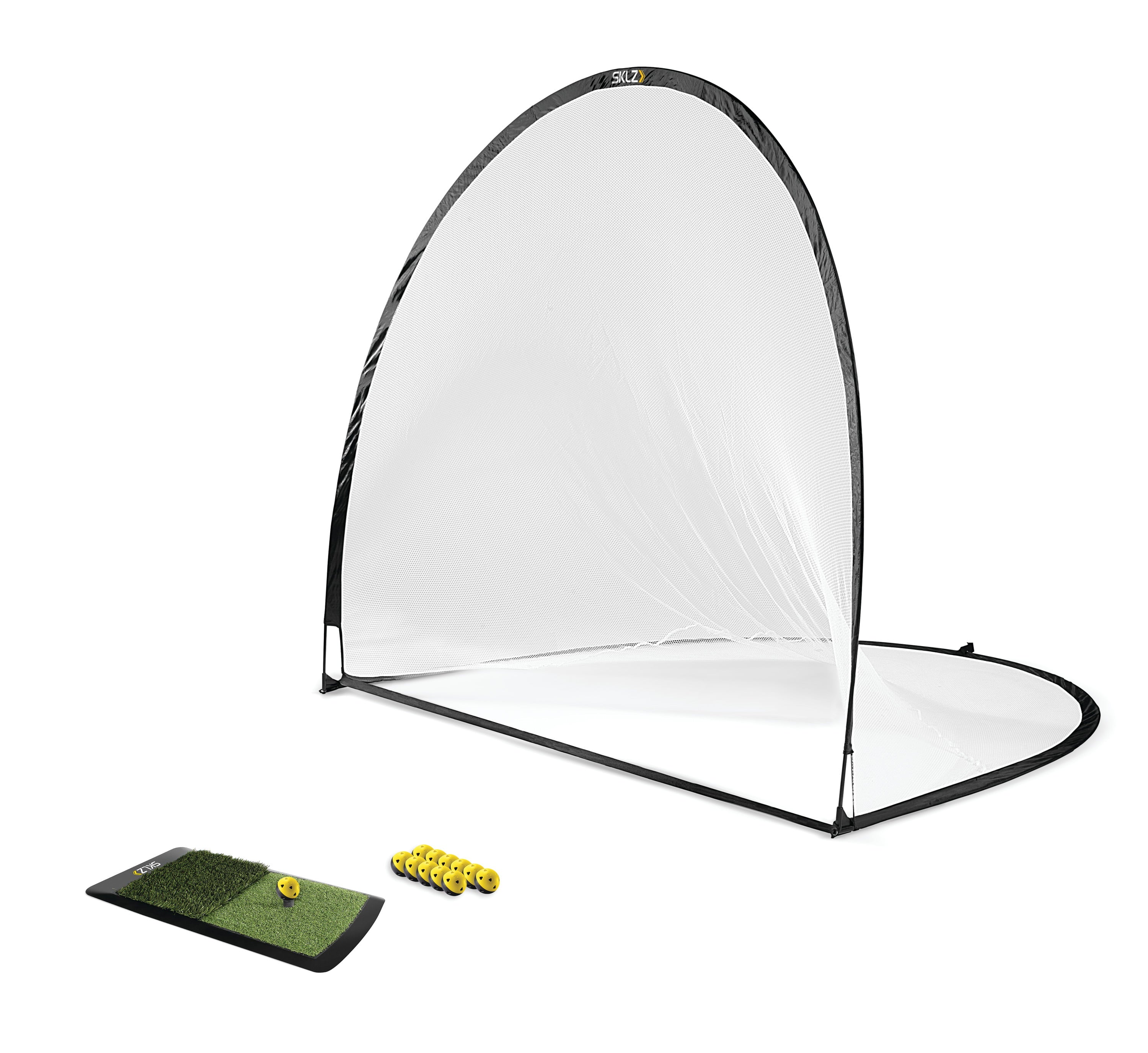 SKLZ Golf Home Driving Range Kit with Dual Surface Fairway and Rough Mat and 7' x 6' Net