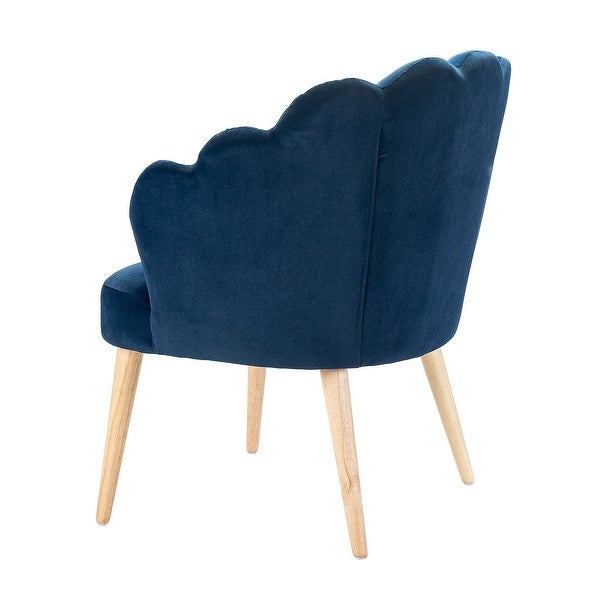 Eleanora Morden Scalloped Velvet Arm Chair with Tufted Back by HULALA HOME