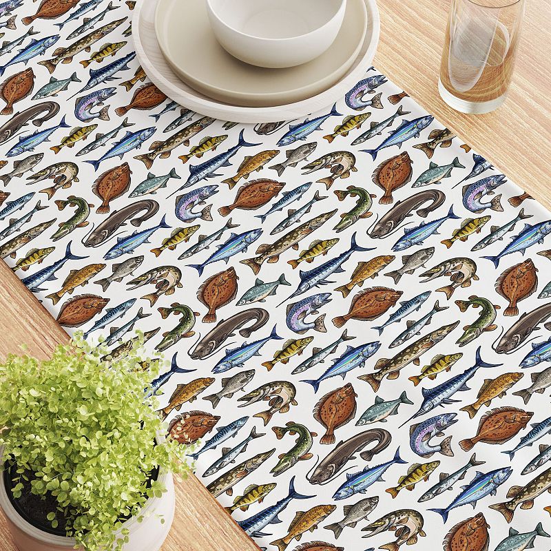 Table Runner， 100% Cotton， 16x72， Fresh Catch