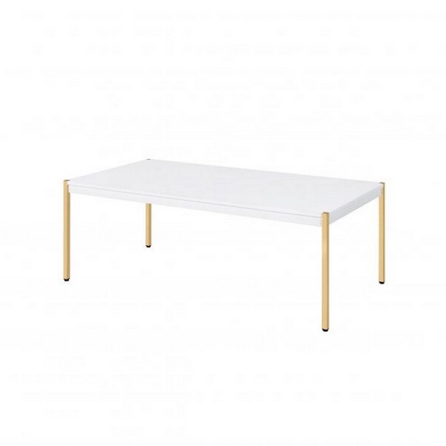 Metal Tube Legs Coffee Table White gold Benzara