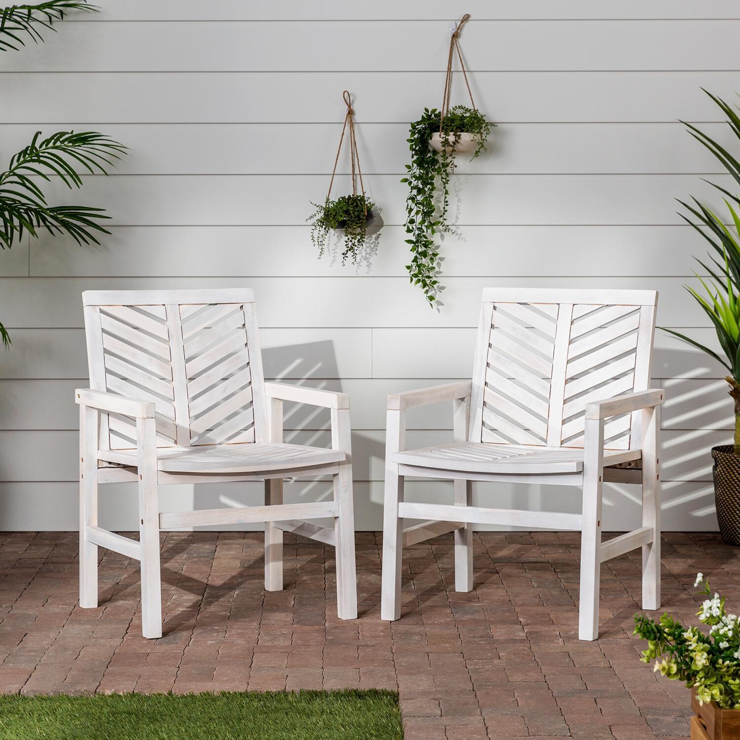 Ultimate Patio Wishlake 2 Piece Acacia Patio Dining Arm Chair Set