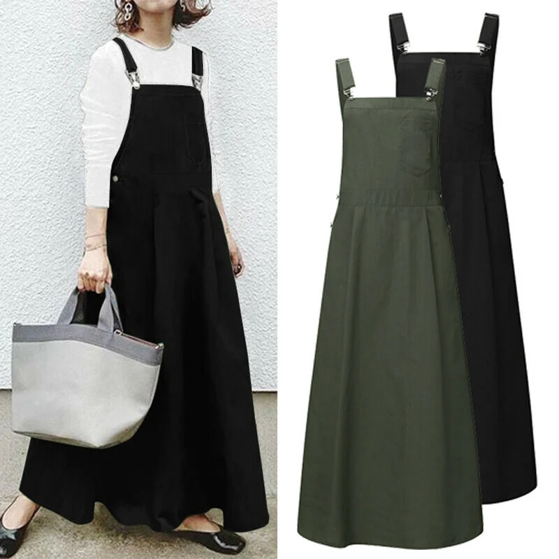 🔥🔥Casual Long Suspenders Skirt with Pocket