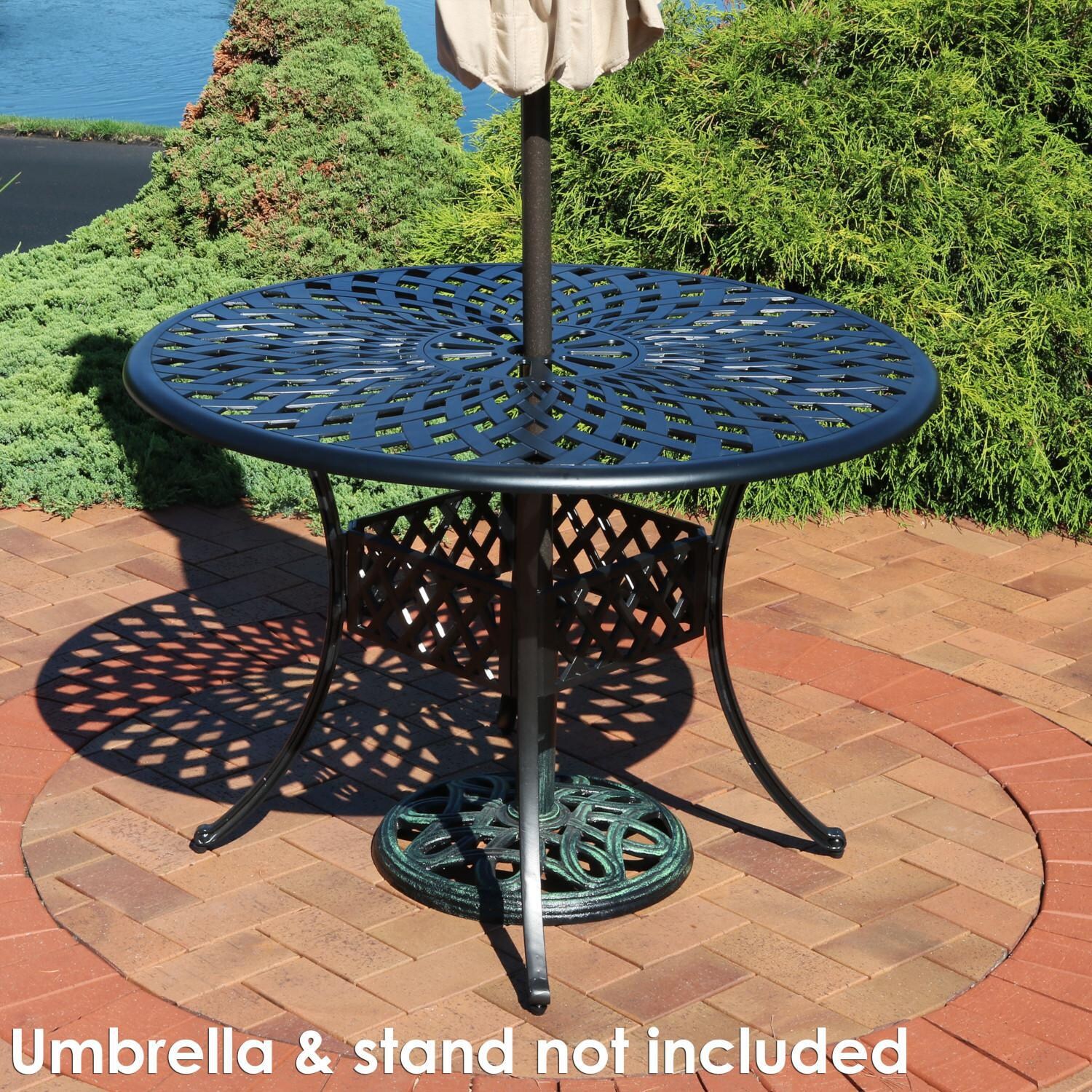 Ultimate Patio 41 1/2-Inch Round Cast Aluminum Outdoor Patio Table W/ Crossweave Design