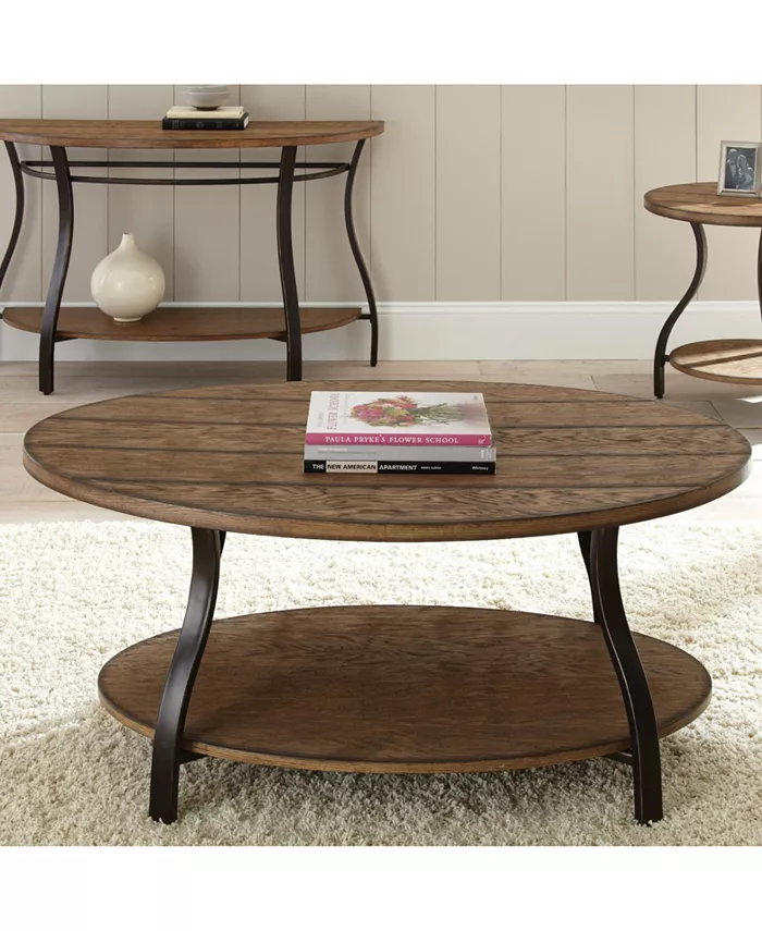 Steve Silver Denise 47 Oval Wood and Metal Cocktail Table