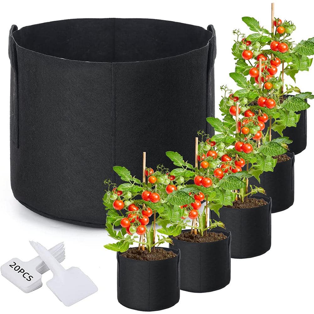 10-gallon， non-woven grow bag with sturdy handle and shrink cord (pack of 6) B09YQXLY1J